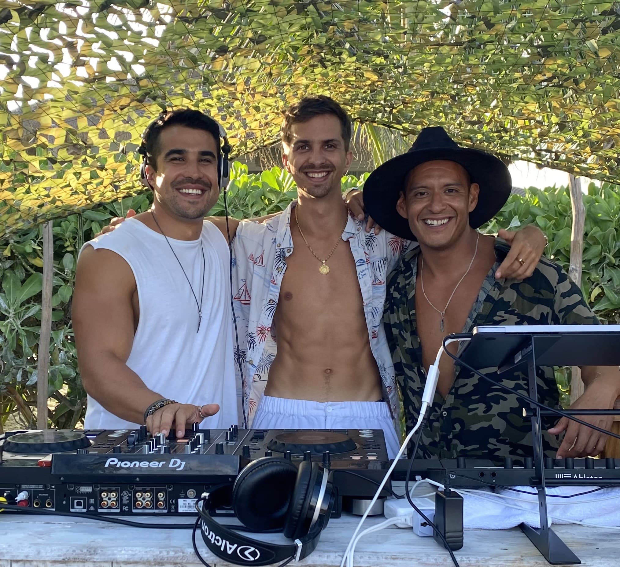 Mike Mana behind the decks in Tulum